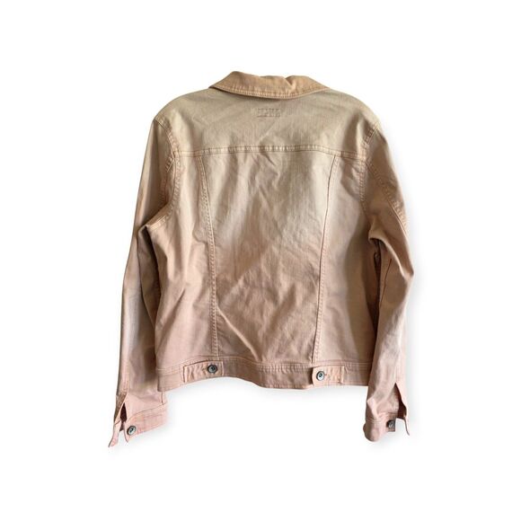 Merona Women's Pink Denim Jacket Button Up Front Two Side Pockets size Large - Picture 2 of 6